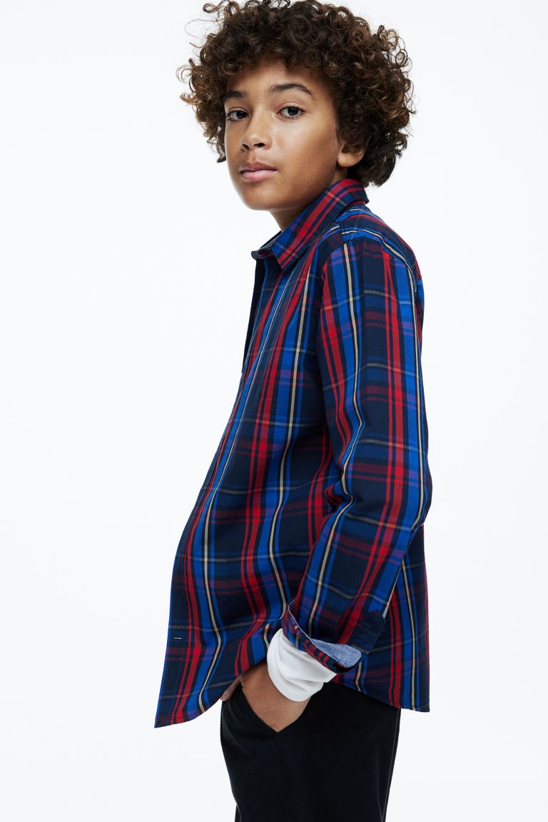 Camisa cuadros azul rojo formal  H&M niño