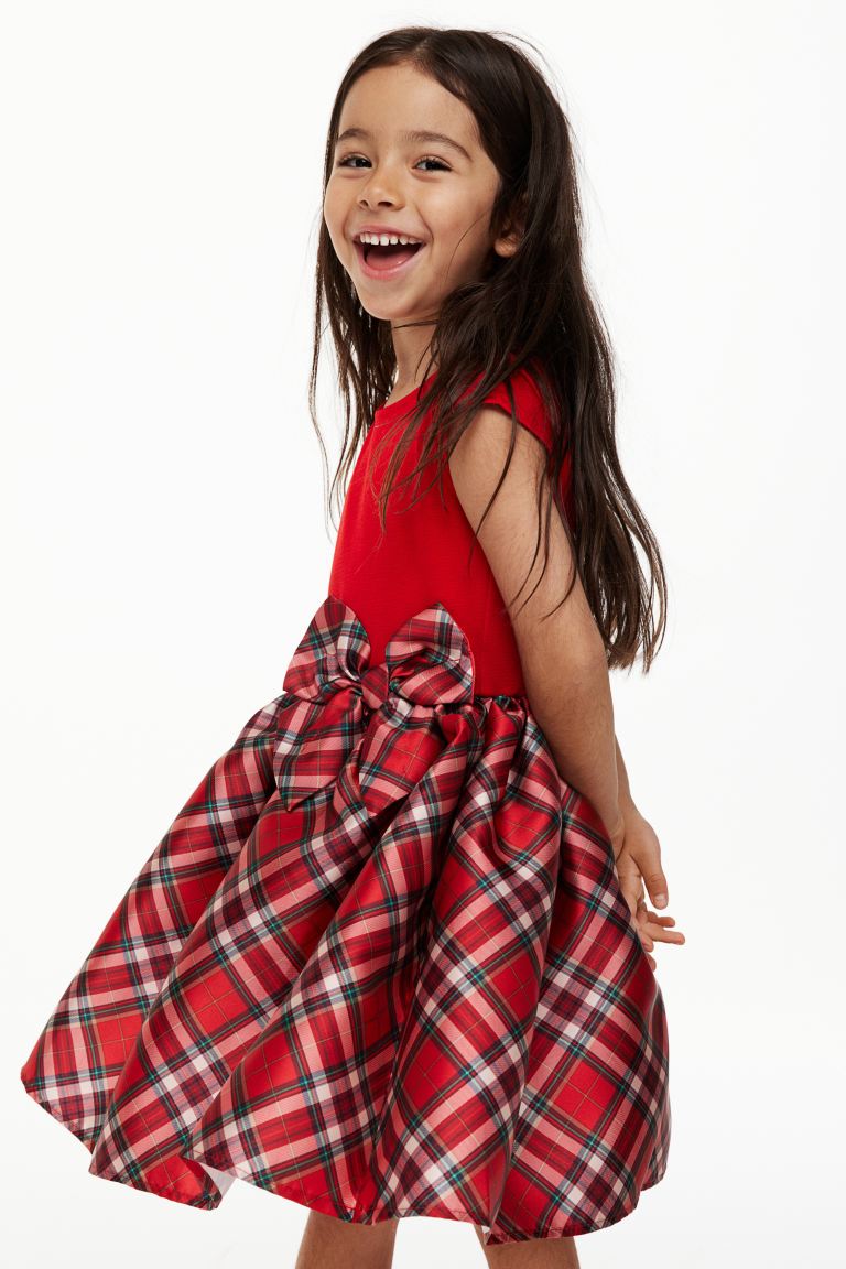 Vestido rojo cuadros chongo niña H&M 48664560