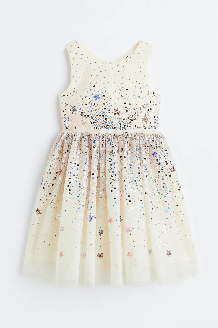 Vestido blanco niña H&M lentejuelas tulle glitter