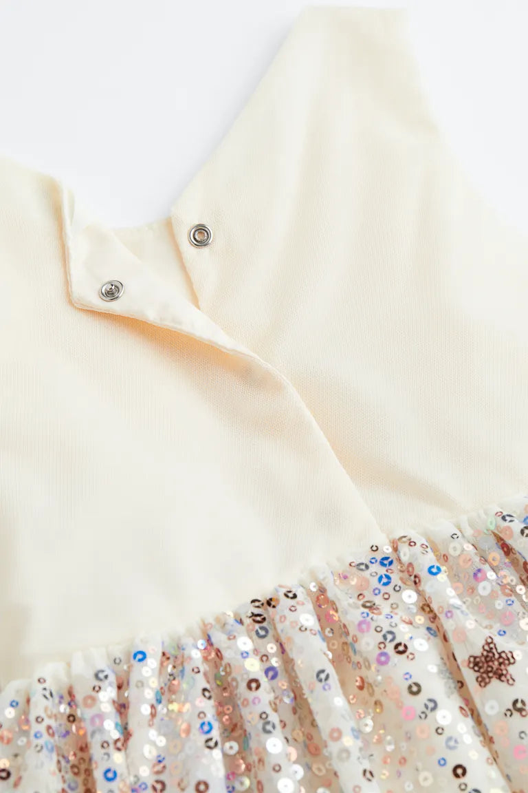 Vestido blanco niña H&M lentejuelas tulle glitter
