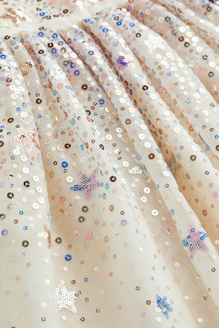 Vestido blanco niña H&M lentejuelas tulle glitter