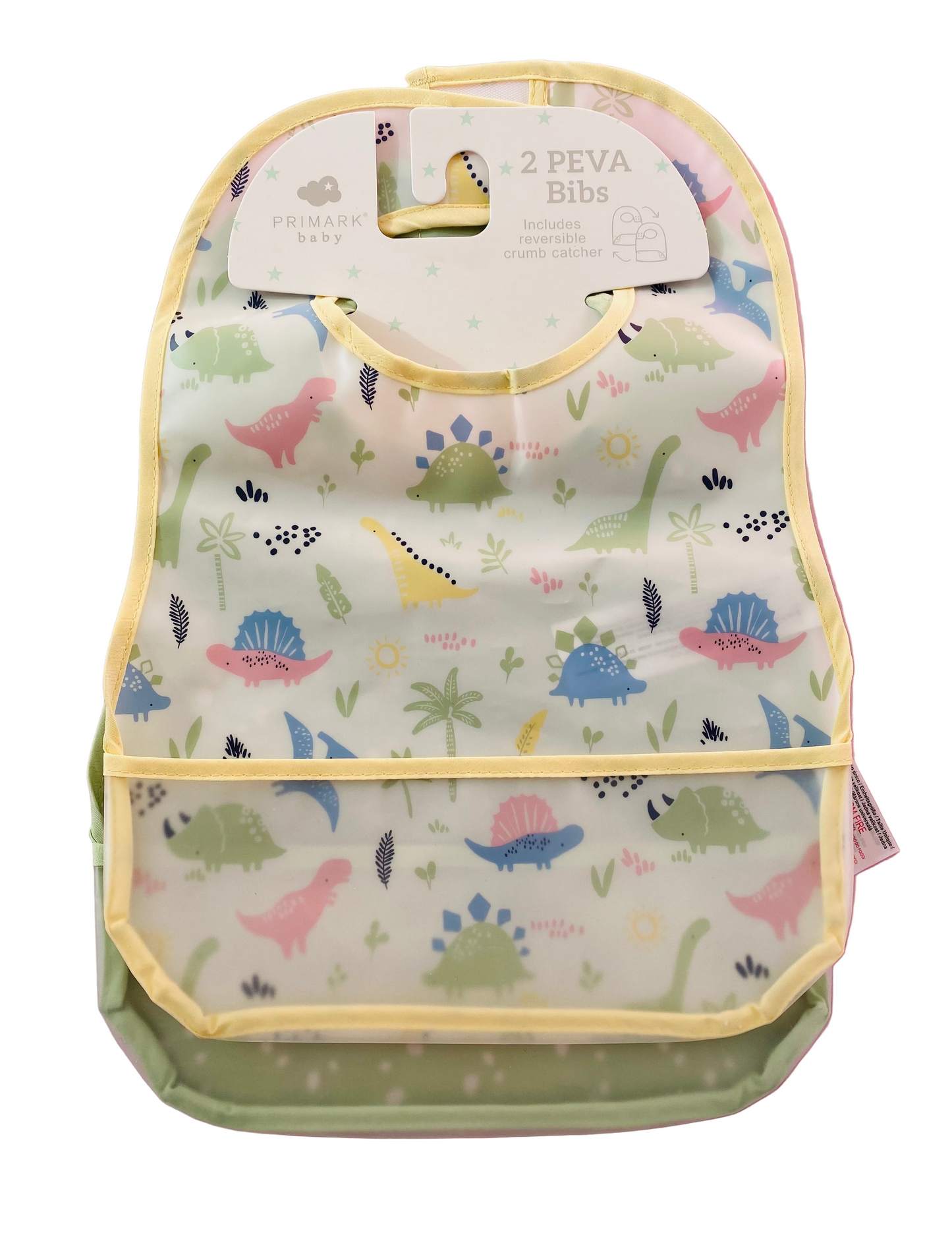 Set 2 piezas babero plástico Niño dinosaurios