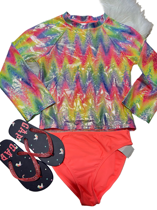 Traje de baño niña 2 piezas manga larga colores promo 4x1000