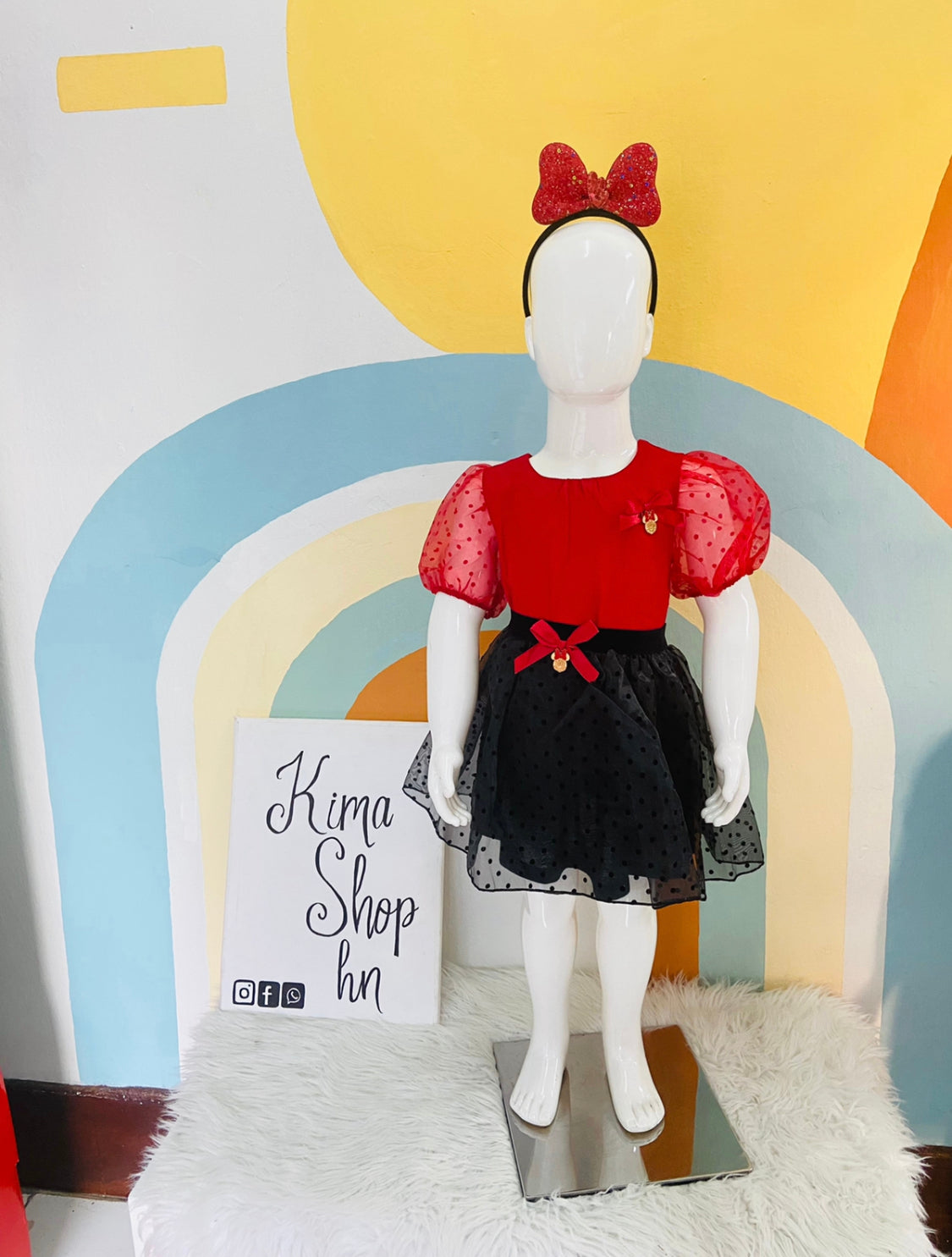 Set 2 piezas Minnie Disney camisa roja falda negra niña