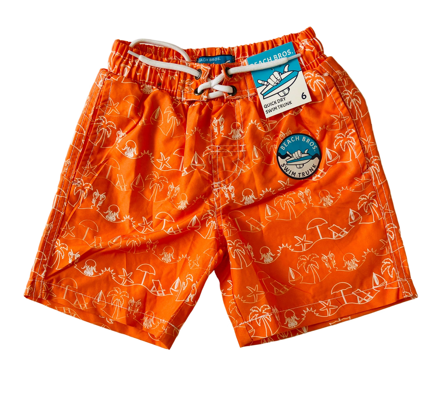 Calzoneta short traje de baño anaranjado niño