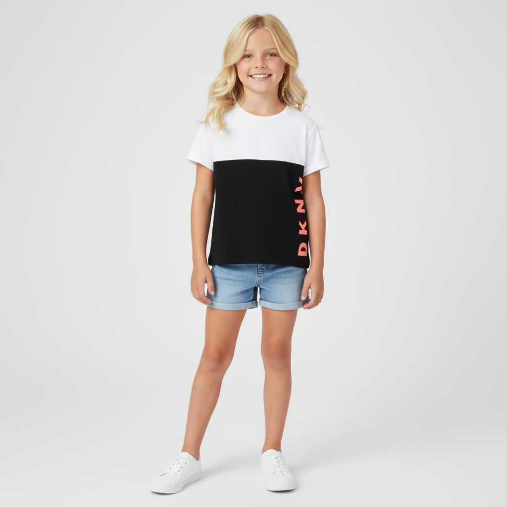 camisa blanca negra DKNY niña promo 2x1000