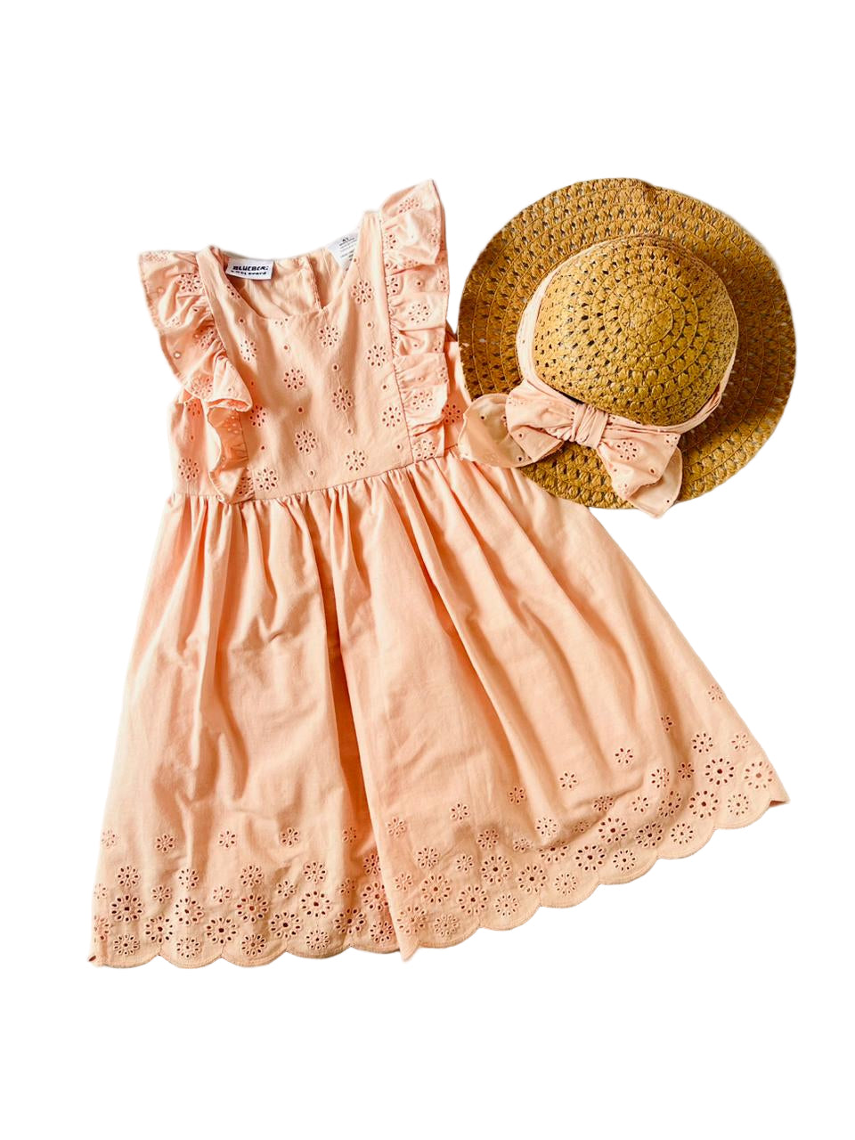 Vestido salmón niña con sombrero