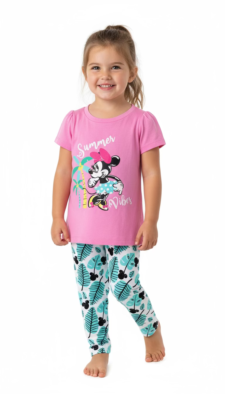 Set 2 piezas Minnie blusa rosada leggin ojas verdes promo 2x1000
