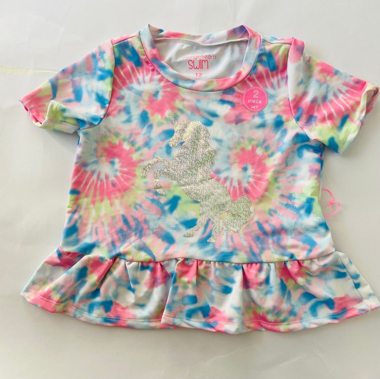 traje de baño 2 piezas niña rosado unicornio