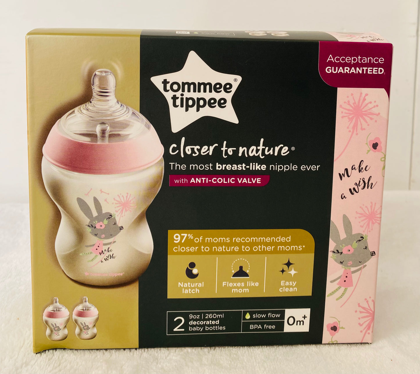 Biberon Rosado Anti Colico 2 unidades tommee tippie