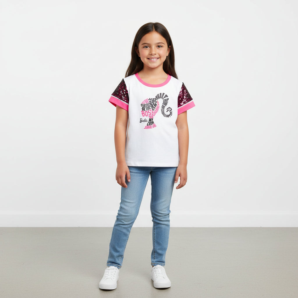 Camisa blanca Barbie niña