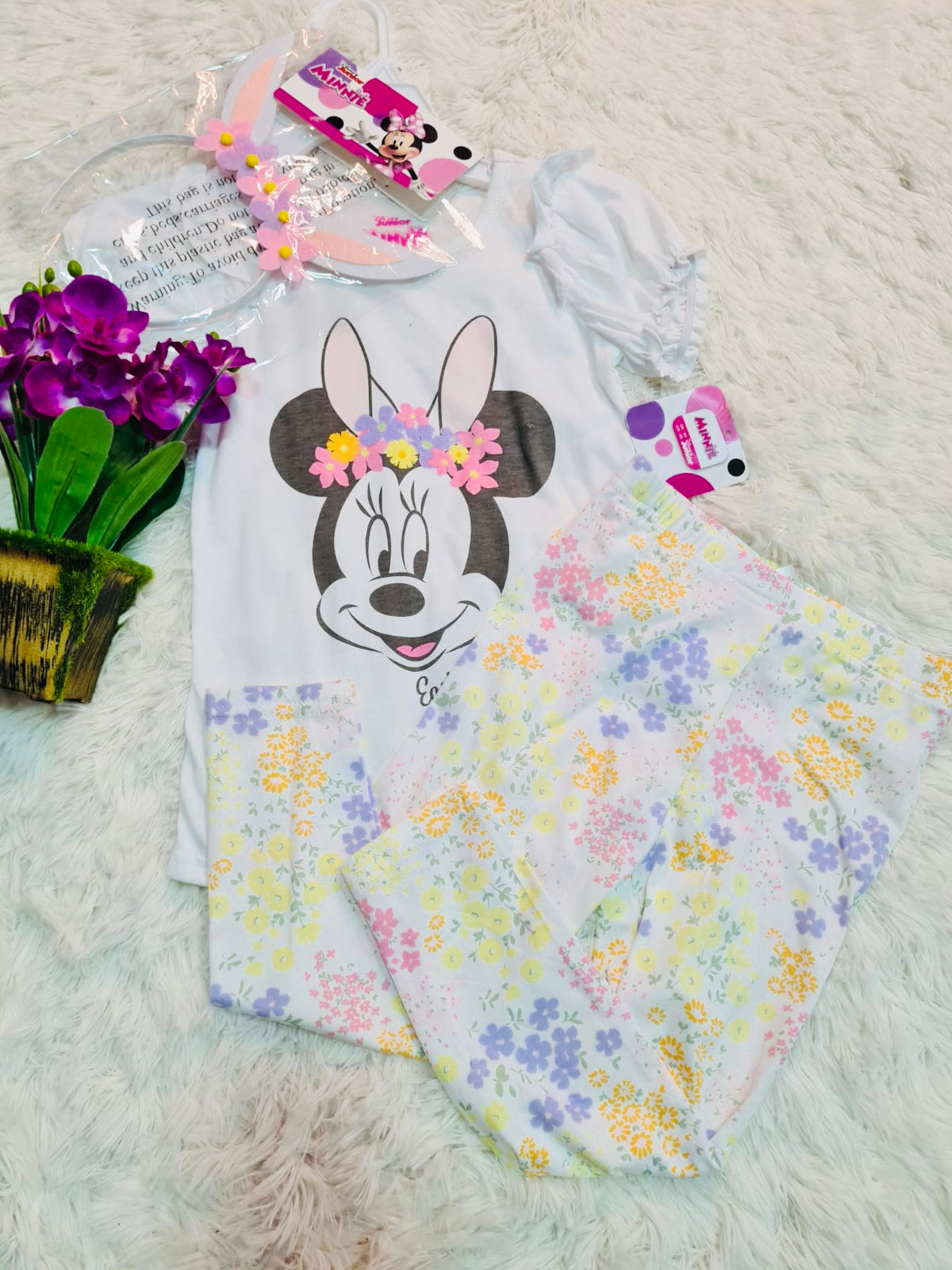 Set niña Minnie Disney camisa blanca leggins y diadema – Kima Shop HN