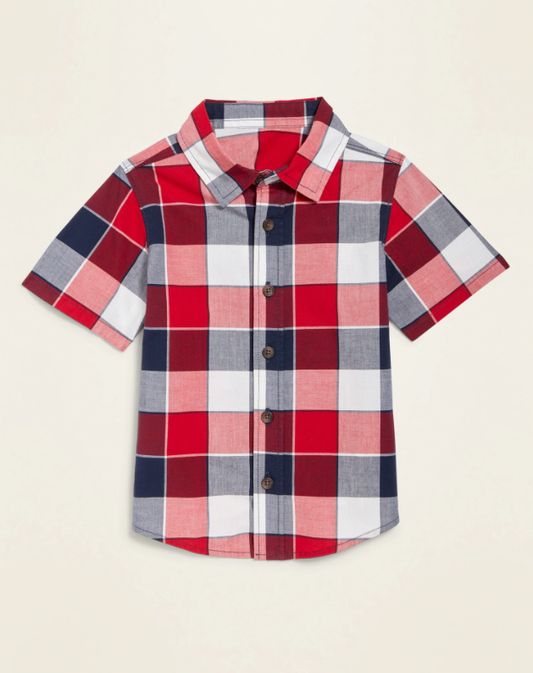 Camisa cuadros roja Old Navy bebe niño formal