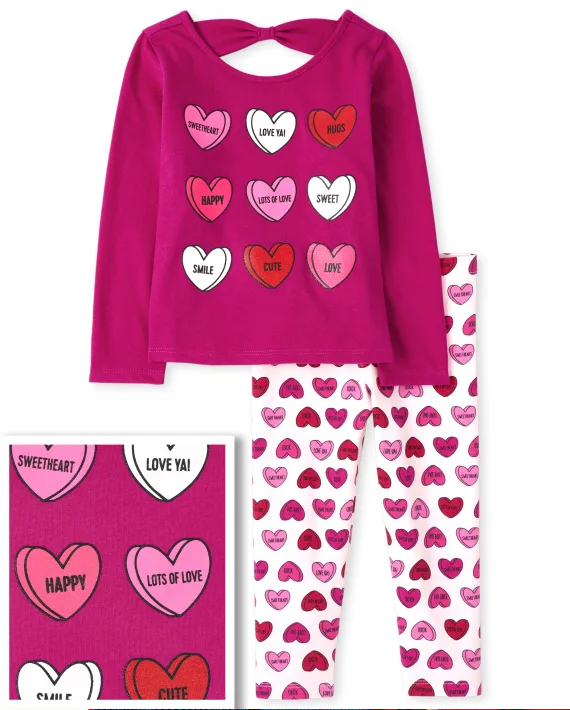 Set niña corazones childrens place rosado leggins camisa 55847843 promo 2x1000