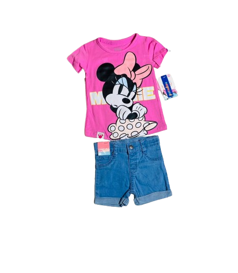 Set 2 piezas camisa rosado bebe niña minnie disney