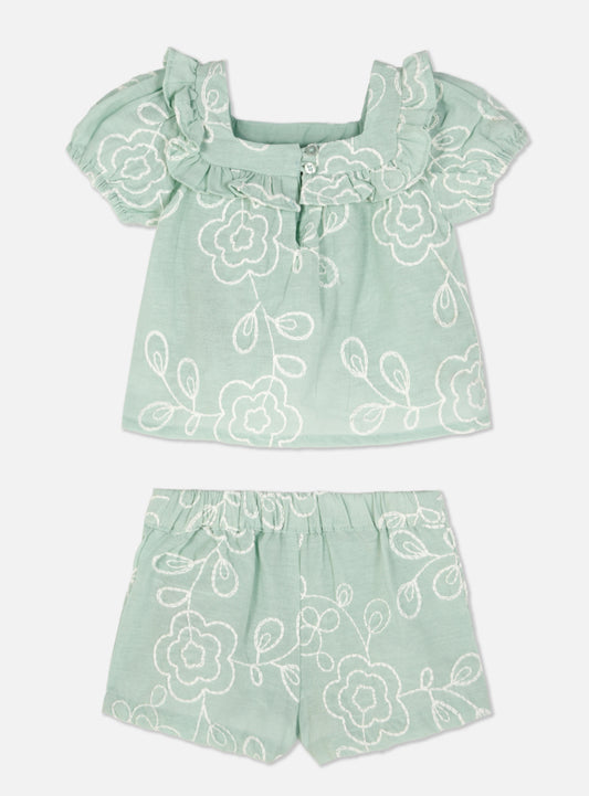 Set conjunto 2 piezas camisa verde short verde niña Primark