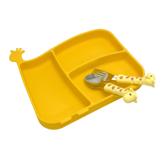 Set plato de silicon Cutebabies jirafa