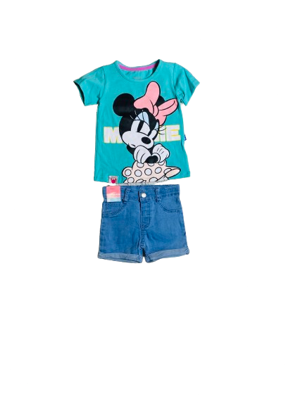 Set 2 piezas camisa azul celeste bebe niña minnie disney D9MI1223B promo 2x1000 490445