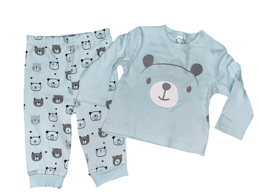 Pijama Set dos piezas osito celeste claro bebe Niño Kobytin