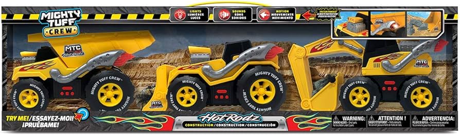 Juguete carros construcción hot rodz mighty tuff crew set de 3