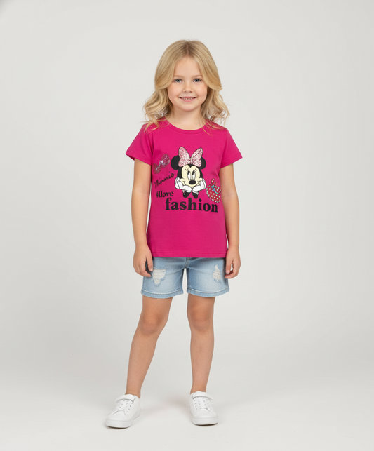 Camisa rosada fucsia niña Minnie Disney MM-2405 promo 3x1000