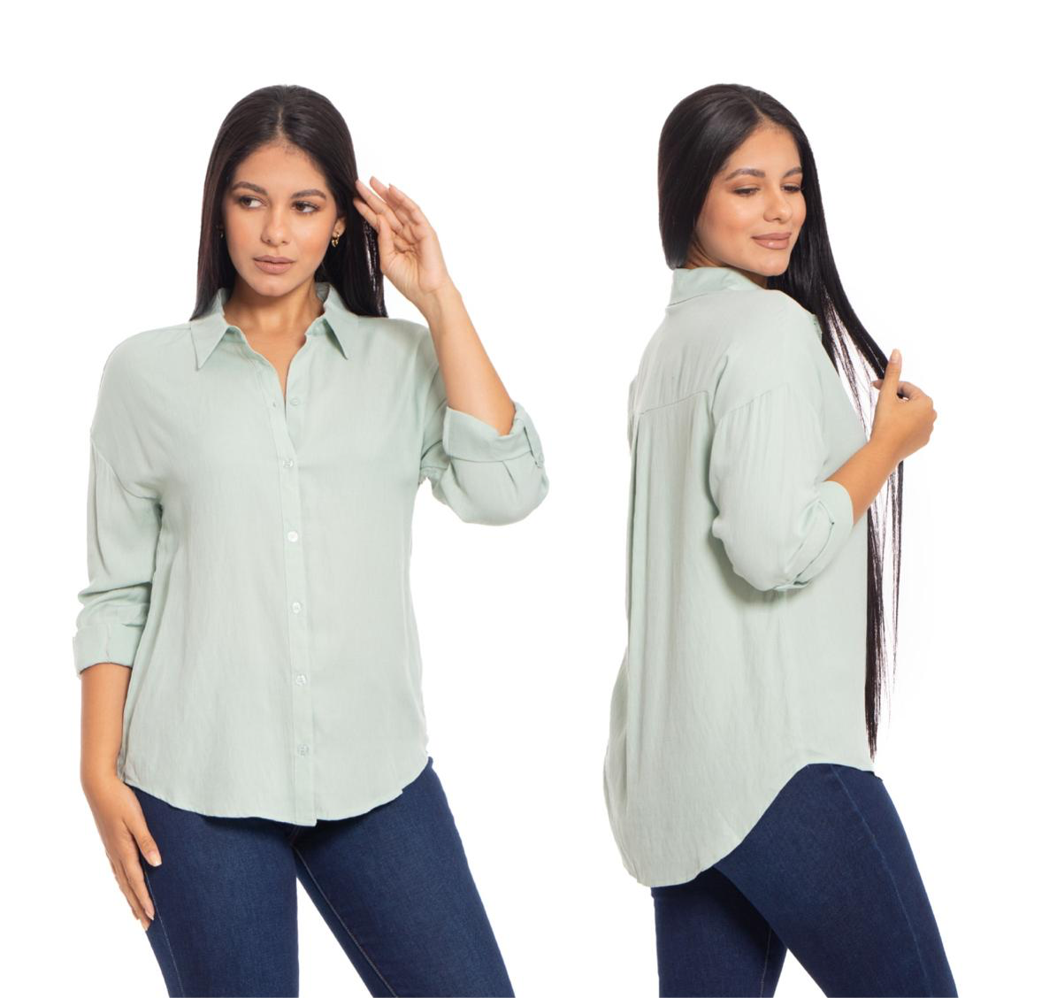 Camisa manga larga verde olivo CTD1141-4 490390 promo 3x1000
