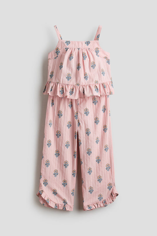 Set conjunto 2 piezas camisa pantalon rosado flores niña H&M 1341600002