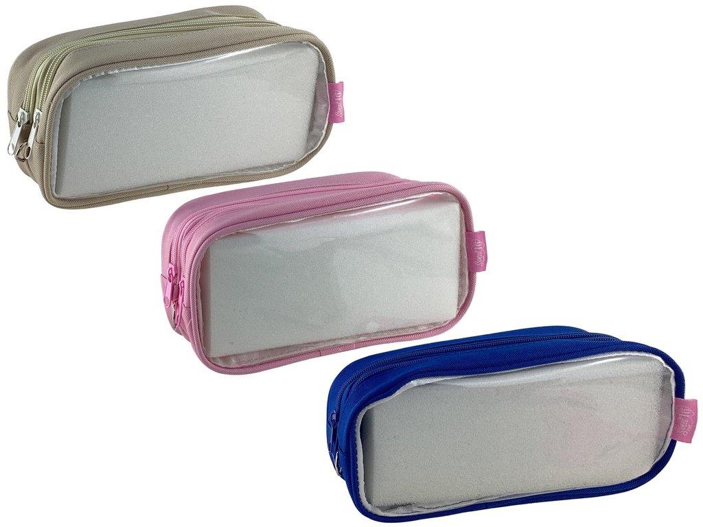 Cartucheras Rosado, azul , beige transparentes 21x65x105 057-05906
