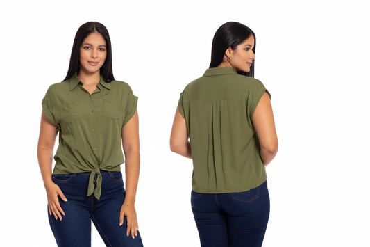 Camisa dama mujer verde olivo Chic mi CTD1014-6 490390