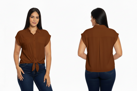 Camisa dama mujer café marrón Chic mi CTD1014-6 490390