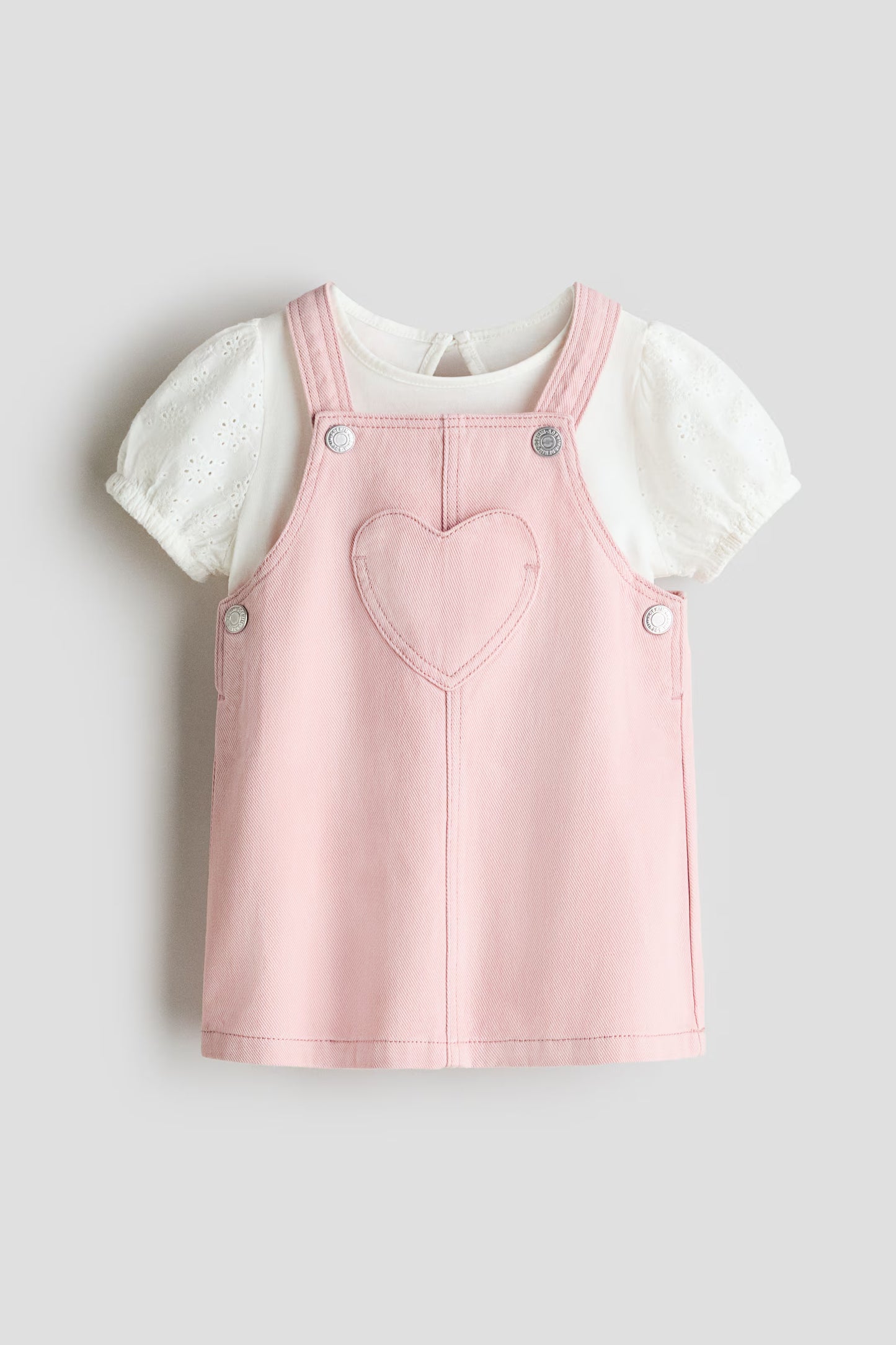 Set conjunto 2 piezas camisa blanca vestido rosado H&M 1316480003008