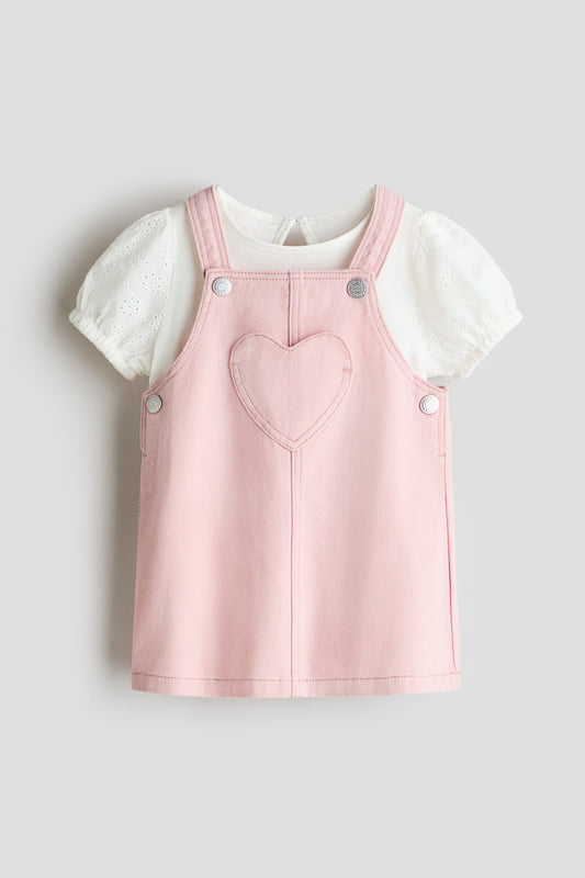 Set conjunto 2 piezas camisa blanca vestido rosado H&M 1316480003008