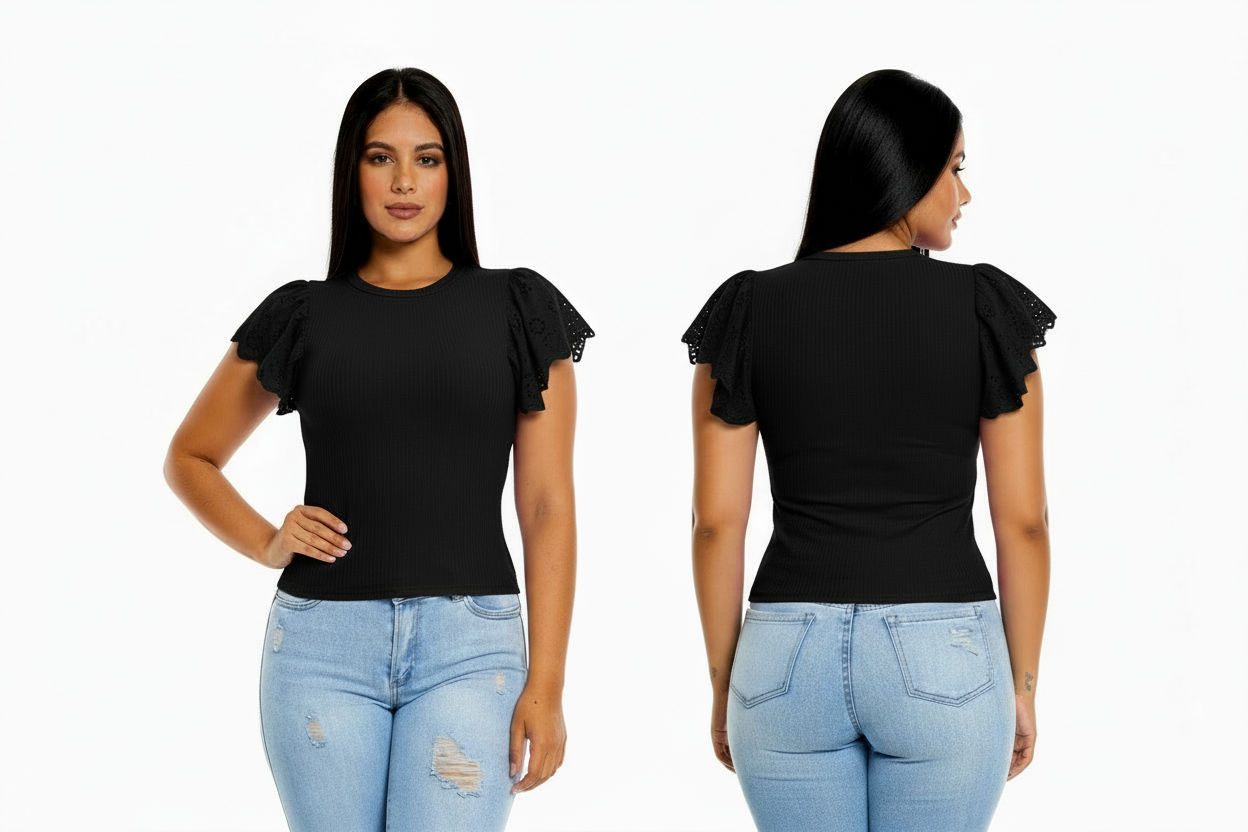 Camisa Blusa Dama Chic mi negro CTD1170-5 390345