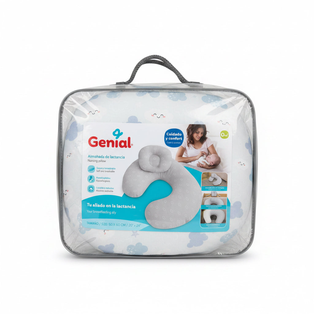 Dona almohada para lactancia genial bebe niño niña NB nubes blancas