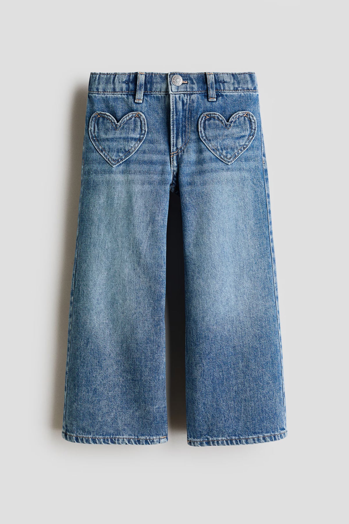 Pantalon jeans azul corazon niña H&M 1353272001 wide leg