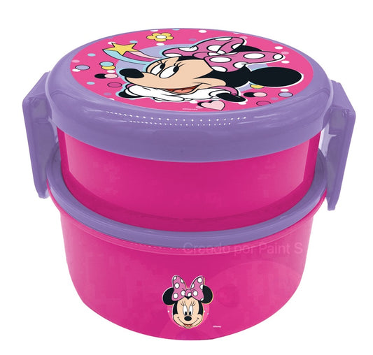 Contenedor para comida o Sándwichera con cubierto Disney Minnie rosada niña DH-MI-TP02