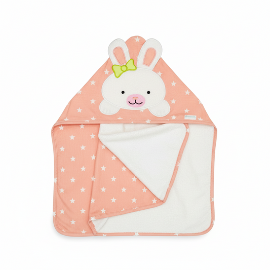 Toalla baño blanca conejo kobytin bebe niña