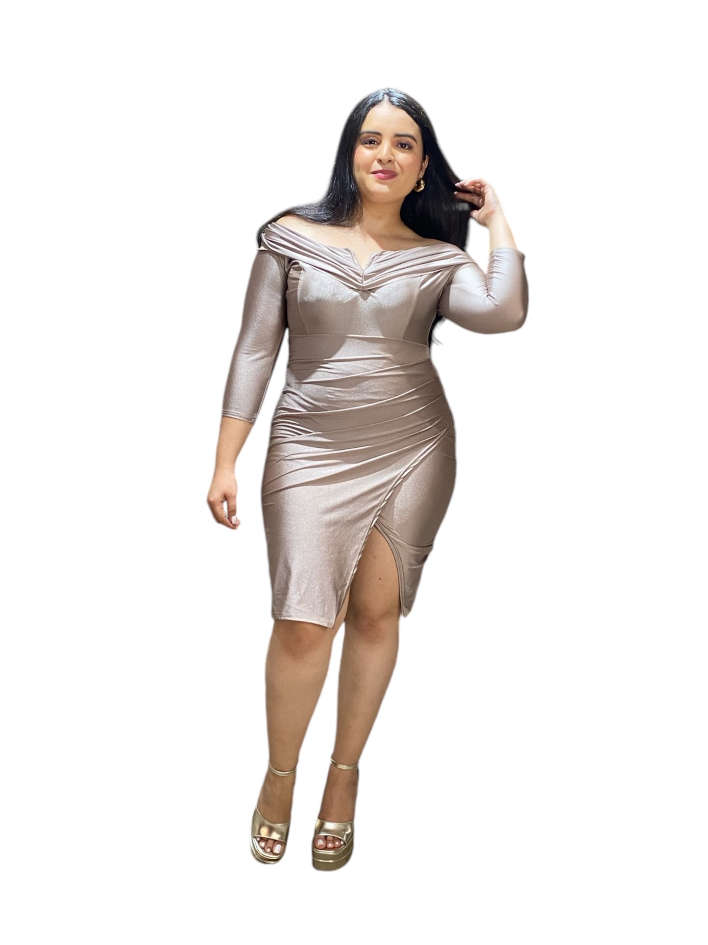 Vestido gala Dama eventos formal  bronce CVD1185-16 890590