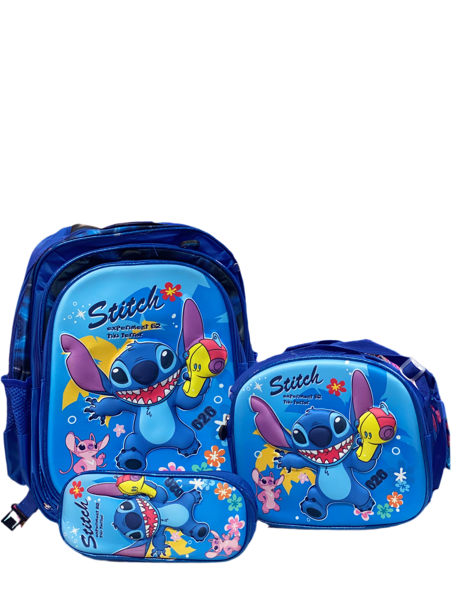 Mochila Stitch exp626 “17”pulgadas lonchera y lapicera.