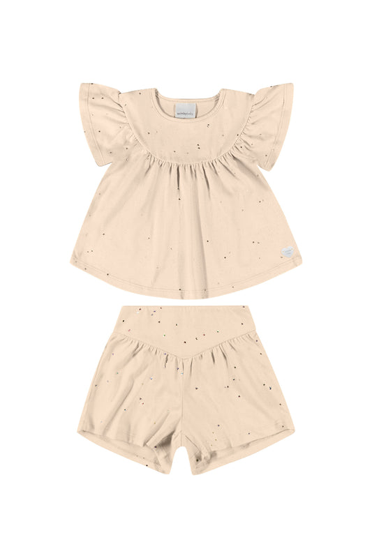 Set 2 piezas quimbykids short y camisa beige 34168-GLI015 revuelos