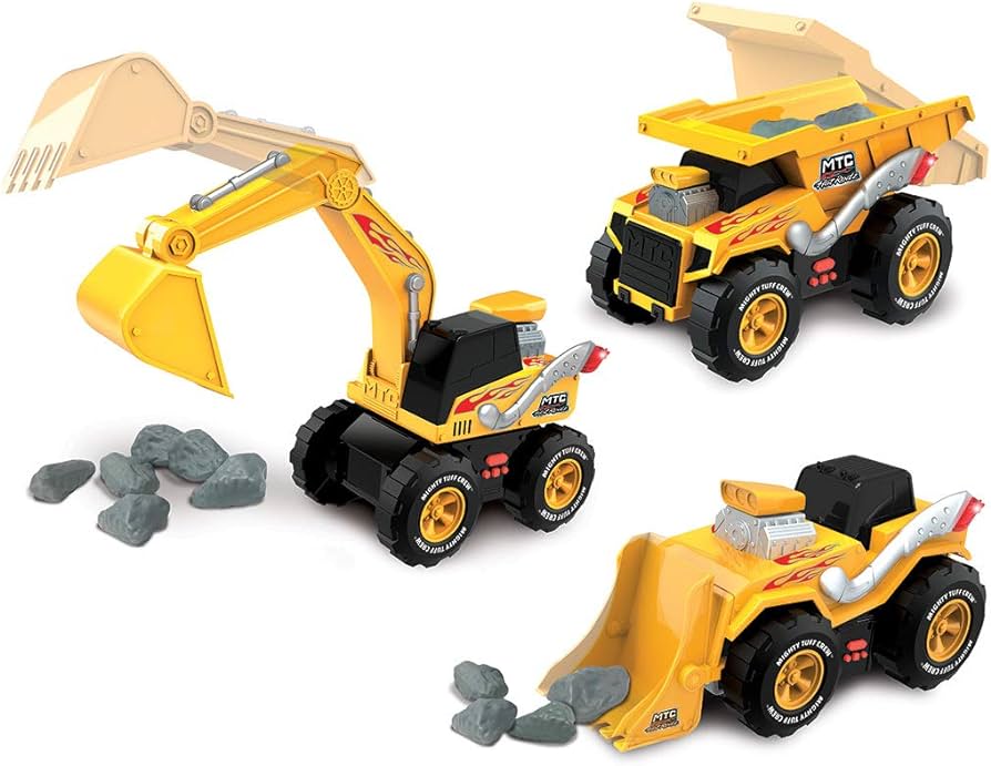 Juguete carros construcción hot rodz mighty tuff crew set de 3