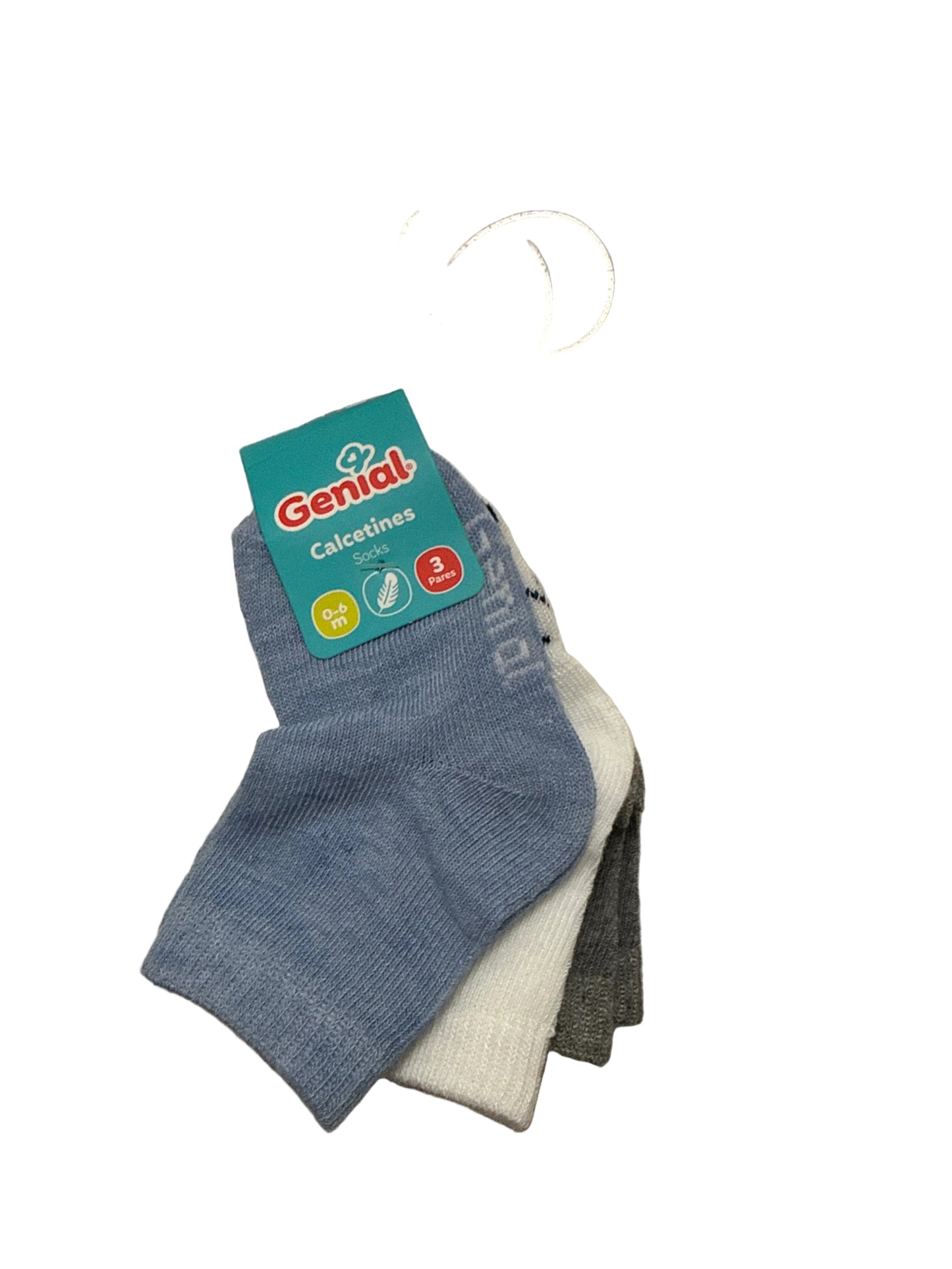 Set 3 calcetines Genial NB 0-6m Niño Azul Blanco Gris