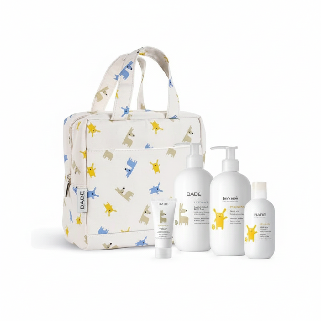 Set regalo gift babe Pediatrico con bolsa térmica bebe niña niño kit limpieza shampoo gel crema