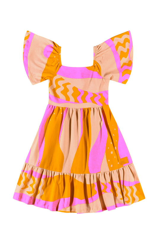 Vestido colores amarillo rosado quimbykids niña 34177-LIS628