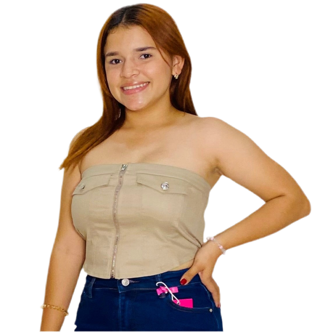 Camisa blusa dama blanca beige jeans CTD1166-9 490390