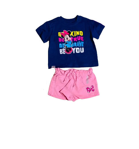 Set 2 piezas camisa azul bebe niña minnie disney
