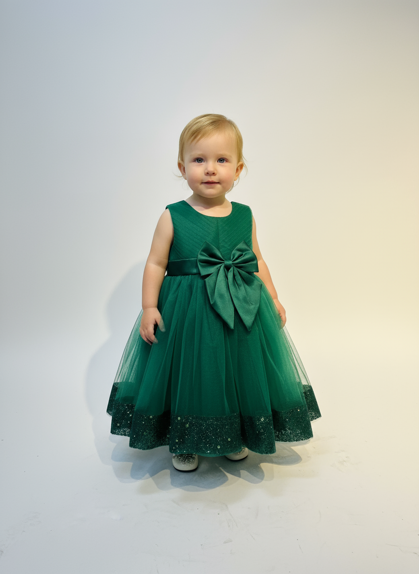 Vestido verde gala evento bebe niña 426631536