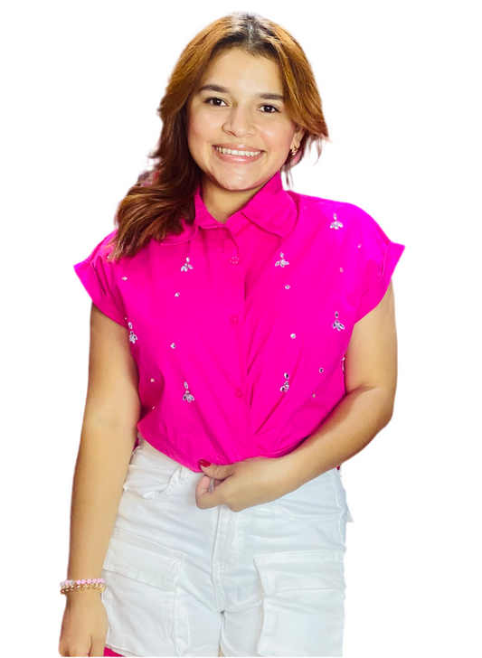 Camisa Blusa Dama top elástico rosado CTD1198-19 490390