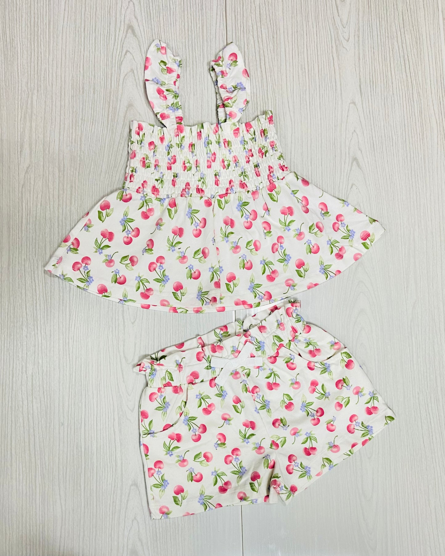 Set 4 piezas bebe niña cerezas