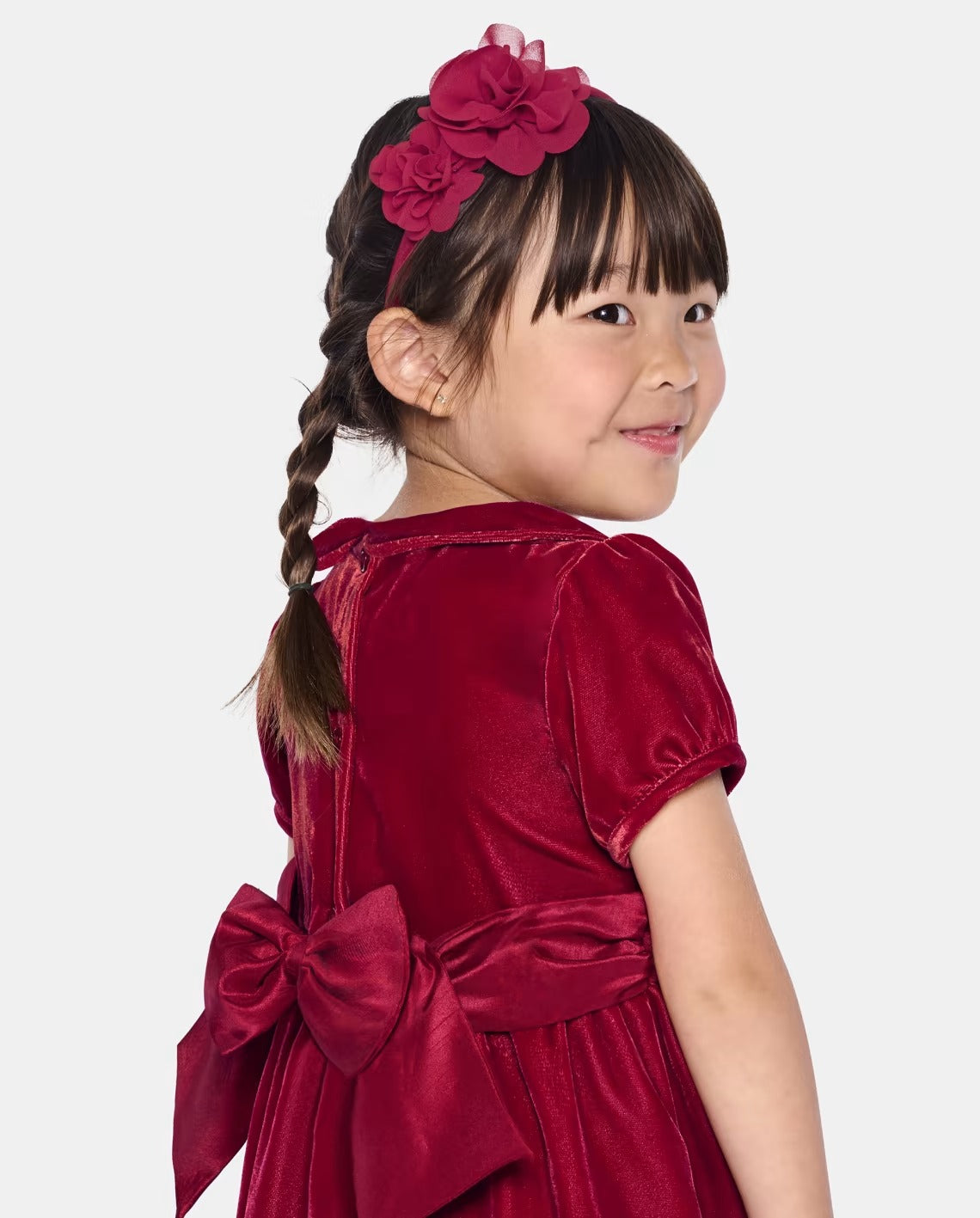 Vestido rojo vino niña Gymboree velvet chongo coello peter pan 13468656